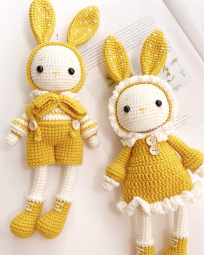 Handmade Long Ears Rabbits Crocheted Wool